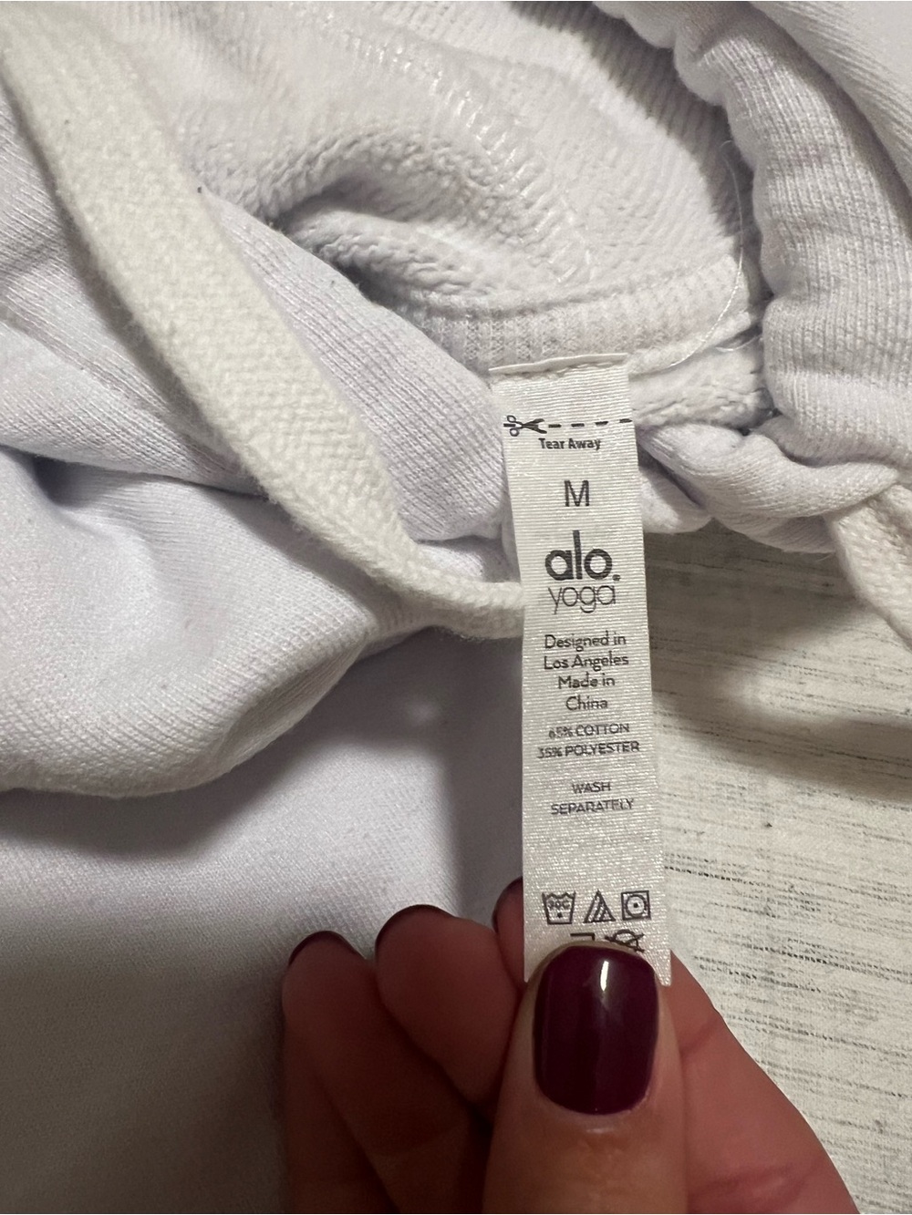 ALO Yoga White Hoodie with Small Multicolor Logo - Picture 3 of 3